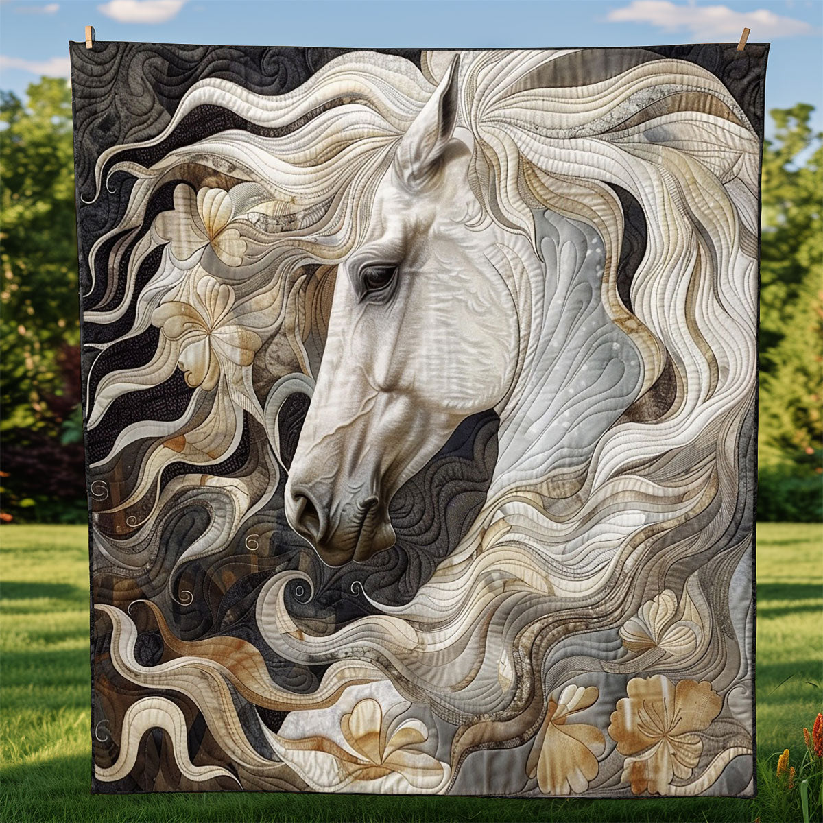 Lively White Horse WM2308002CL Quilt