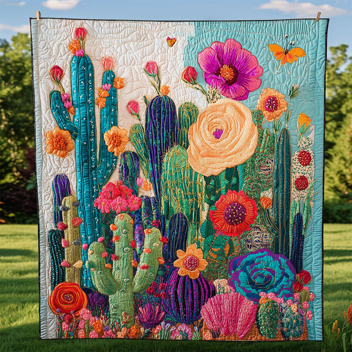 Mexican Mural Cactus WM3008029CL Quilt