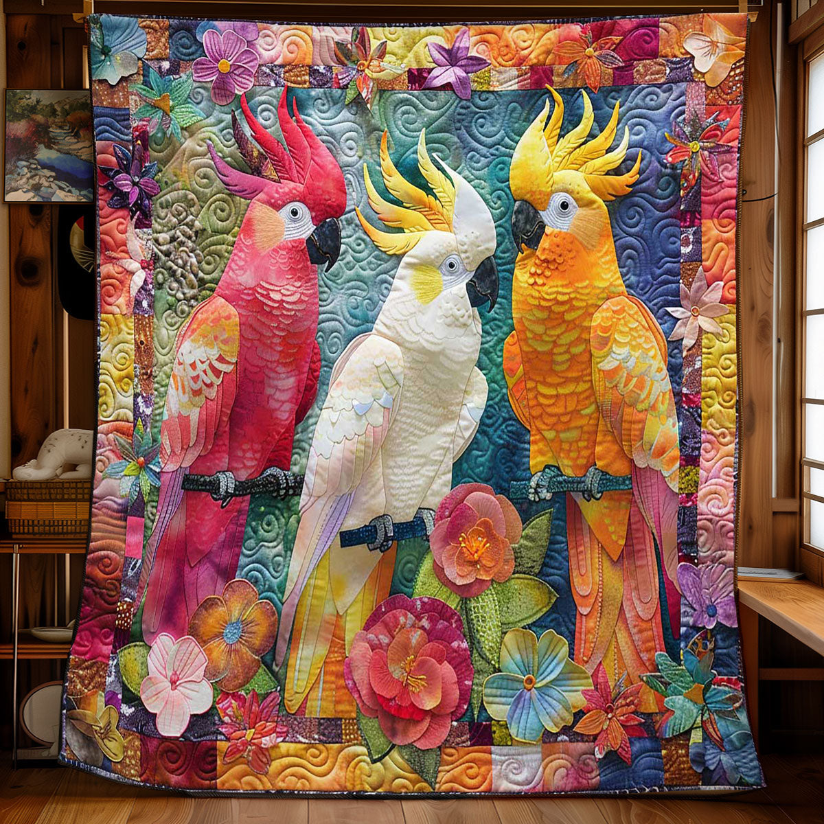 Parrots' Blooming Garden WN2408108CL Quilt