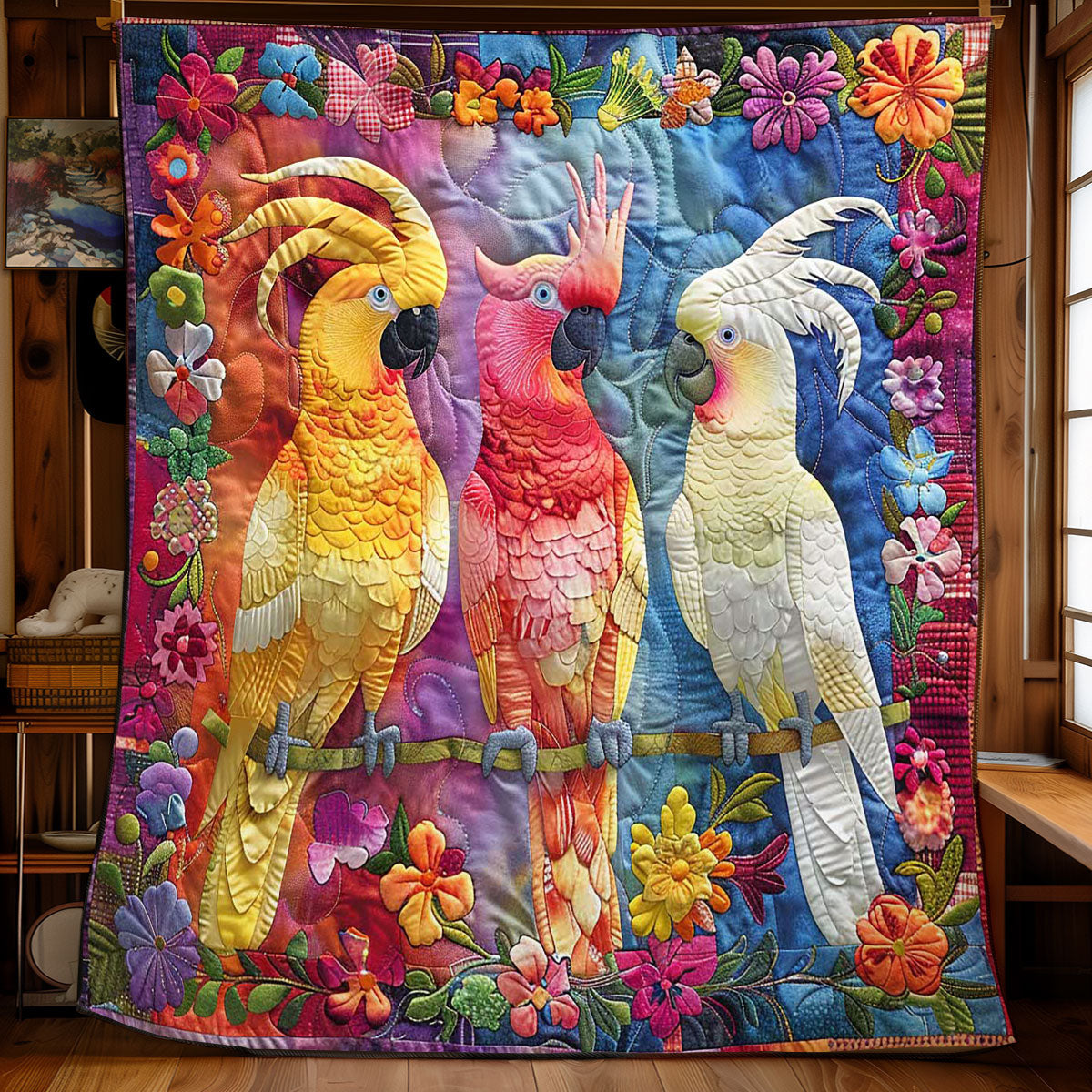 Parrots' Colorful Garden Party WN2408114CL Quilt