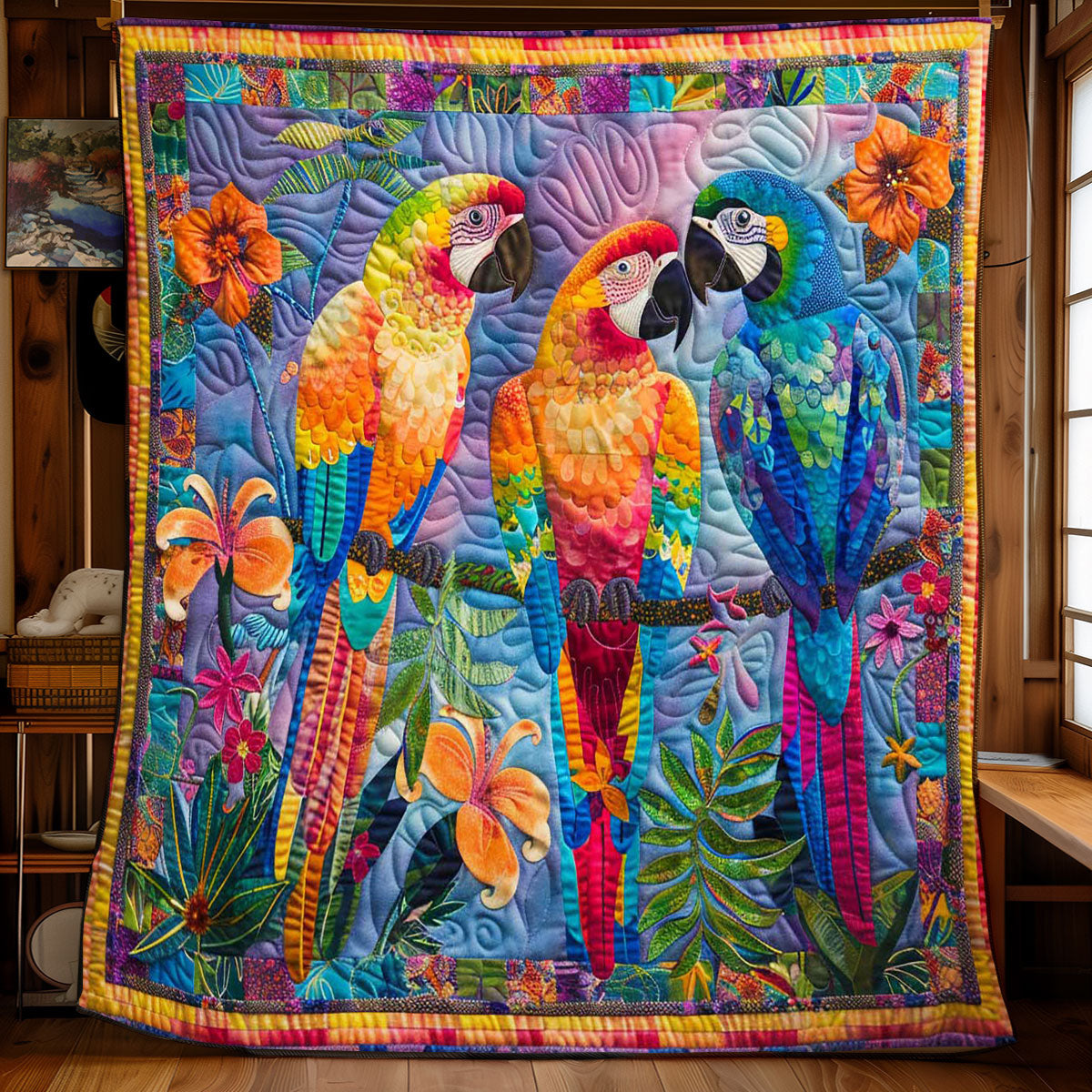 Parrots' Colorful Garden WN2408072CL Quilt