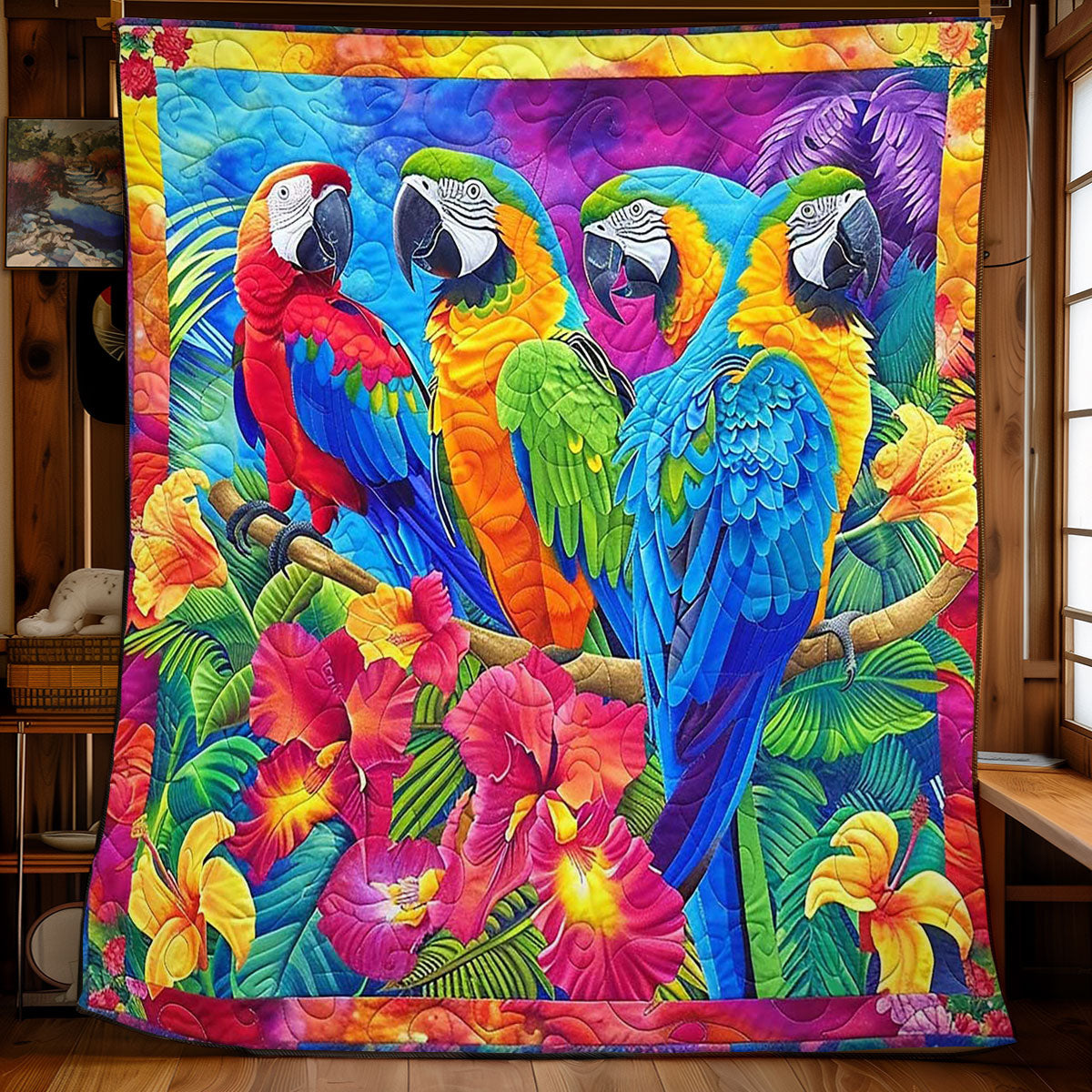 Parrots' Floral Fiesta WN2408071CL Quilt