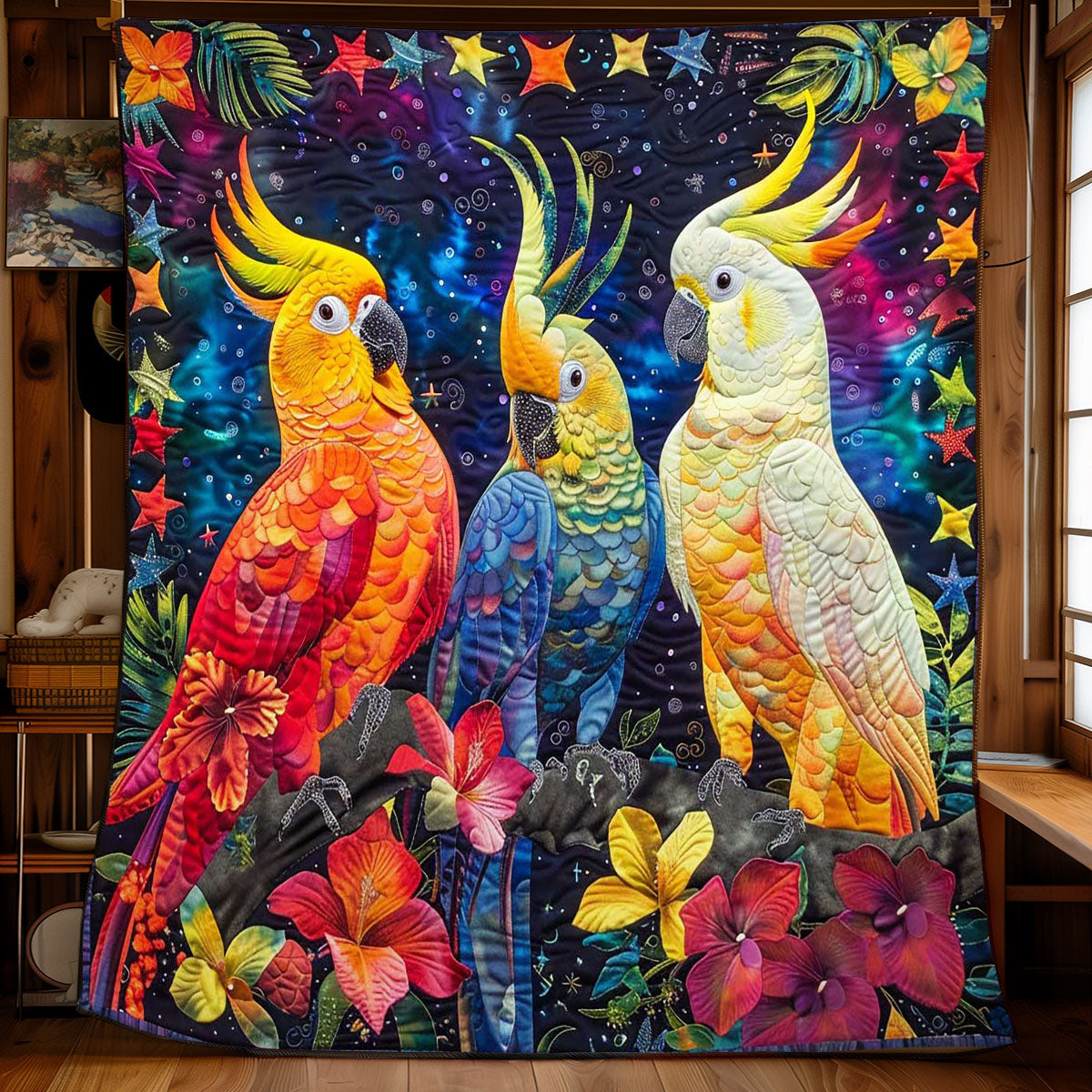 Parrots' Flower Wonderland WN2408089CL Quilt