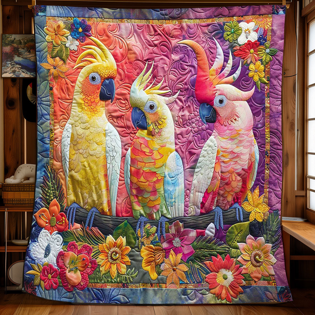 Parrots' Flowered Wonderland WN2408112CL Quilt