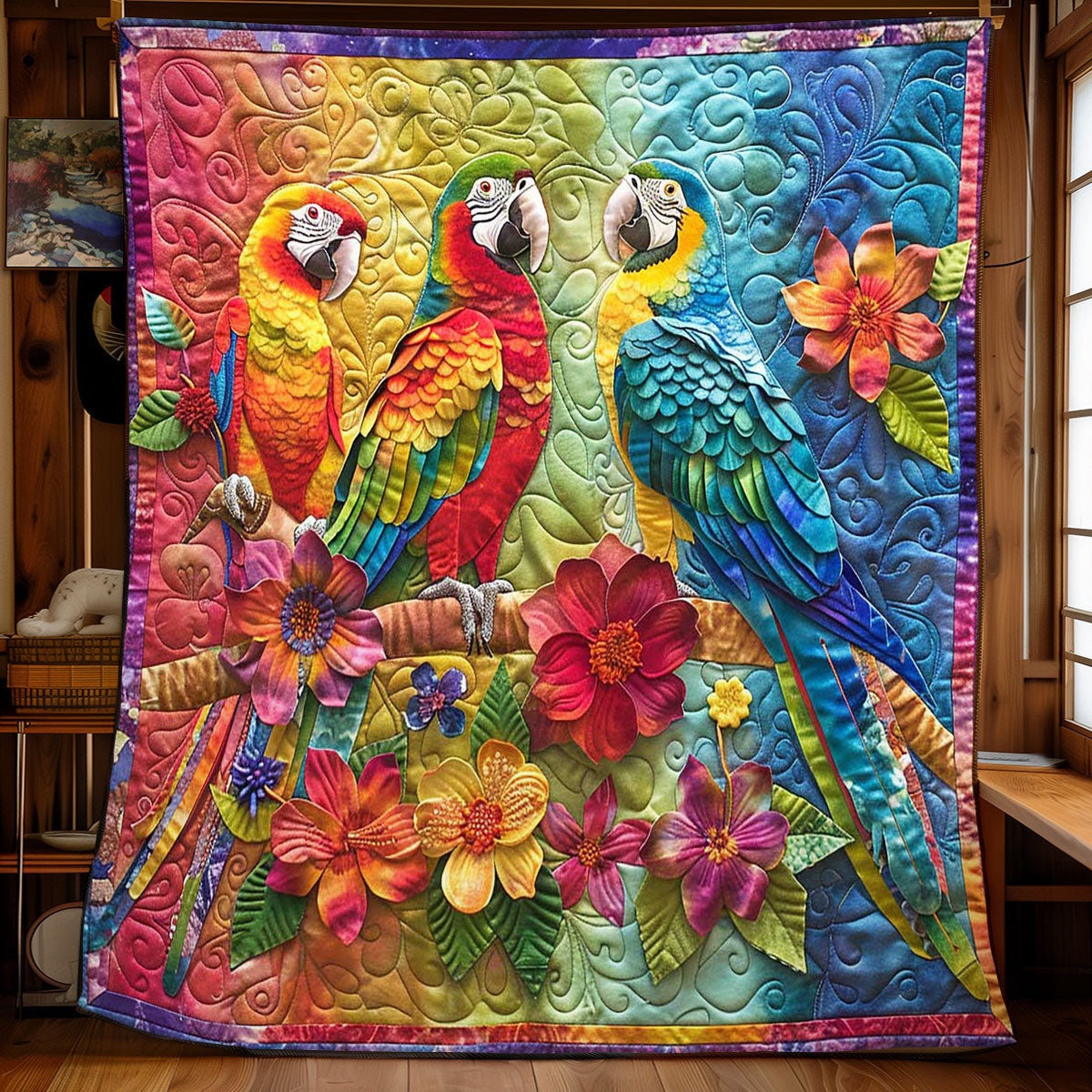 Parrots' Tropical Bloom WN2408075CL Quilt