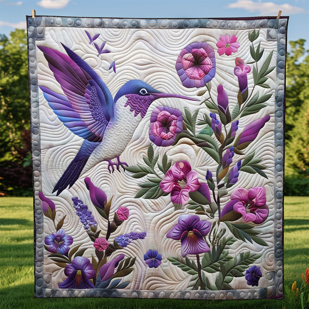 Purple Hummingbird WM0909013CL Quilt