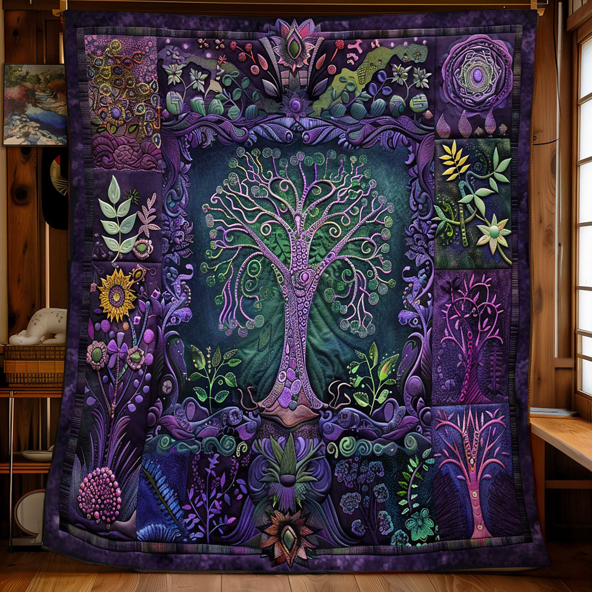 Purple Tree Of Balance WN2408163CL Quilt