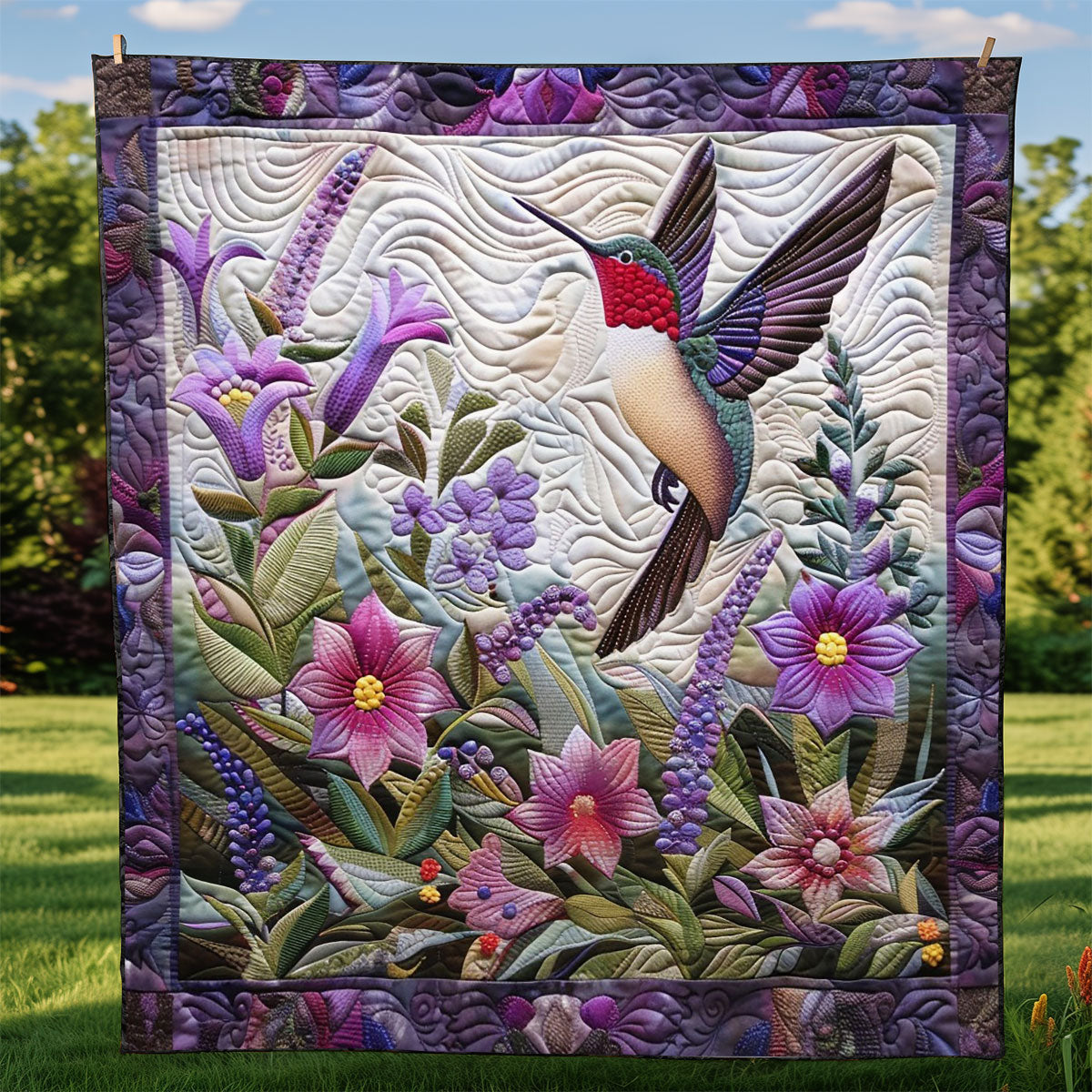 Purple Twinkle Hummingbird WM2908001CL Quilt