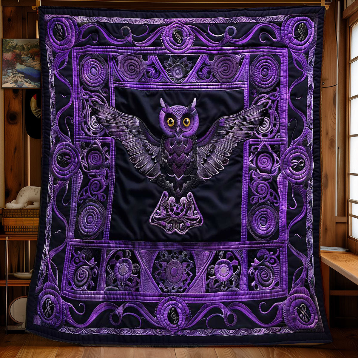 Purple Wisdom Of The Owl WN2408167CL Quilt