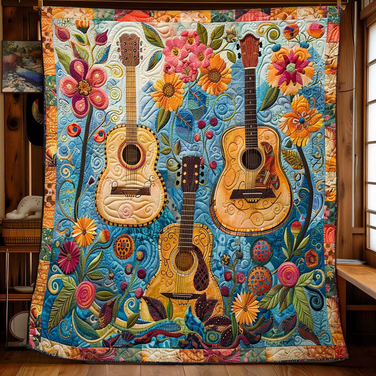 Retro Guitar Garden WN2208138CL Quilt