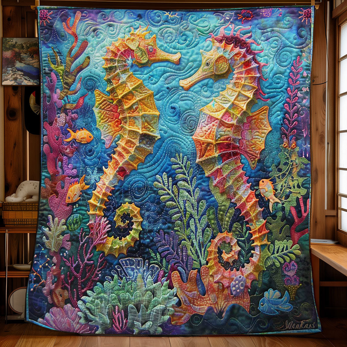 Seahorses' Coral Kingdom WN2708066CL Quilt