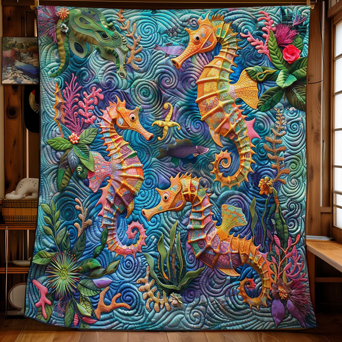 Seahorses' Ocean Wonders WN2708068CL Quilt