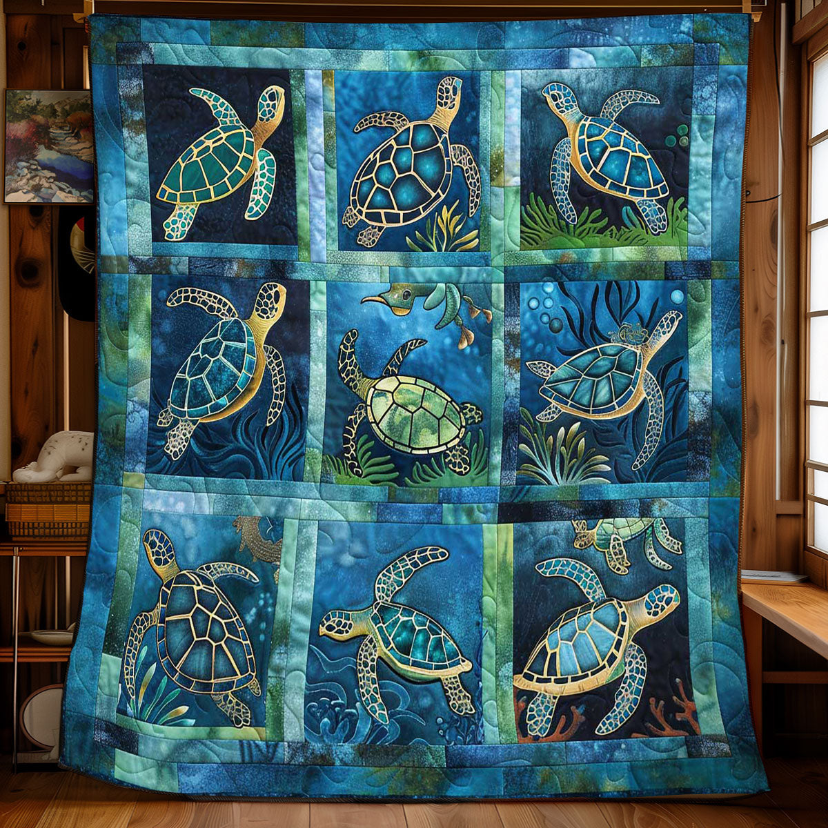 Turtle's Coral Cavern WN2408130CL Quilt