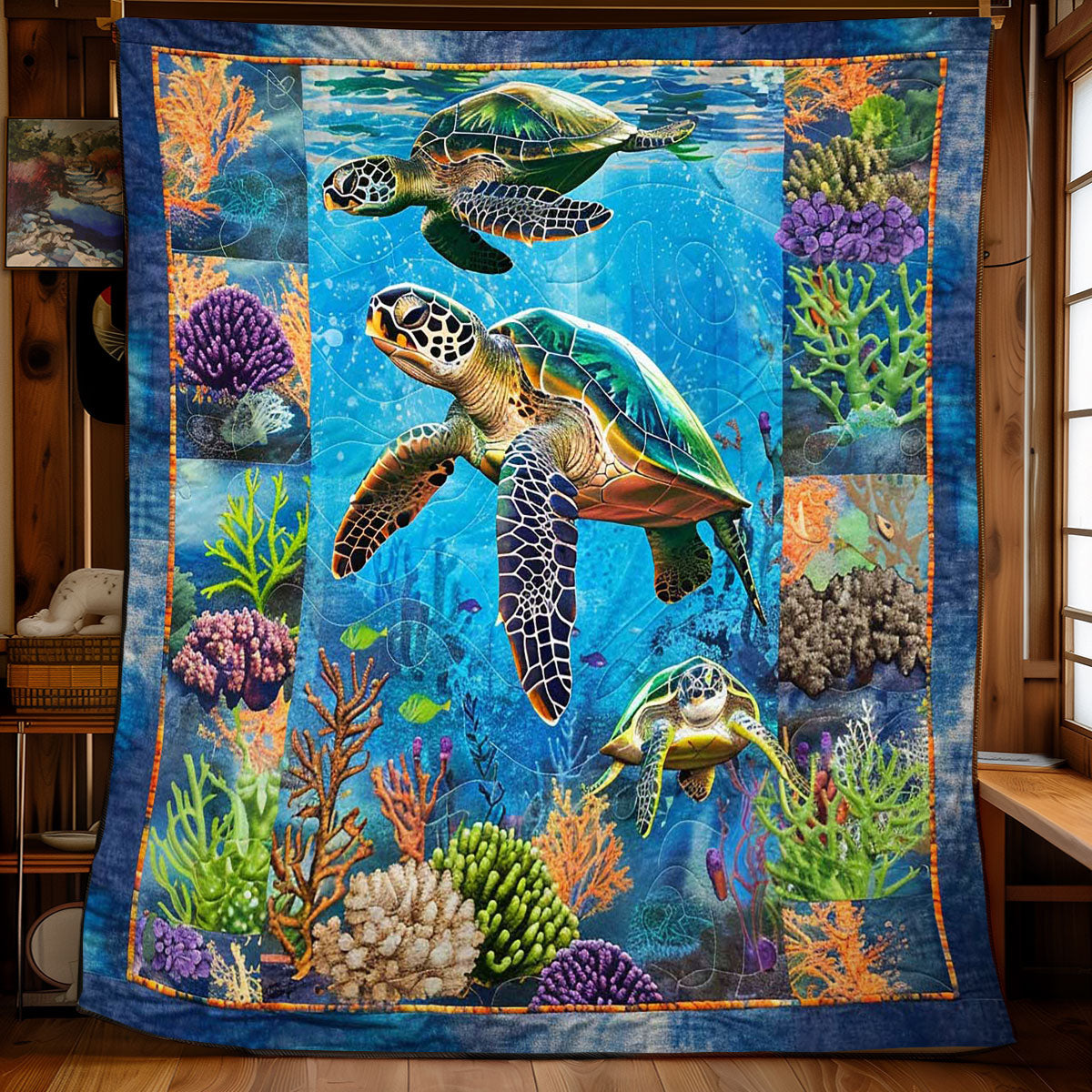 Turtle's Coral Wonderland WN2408118CL Quilt