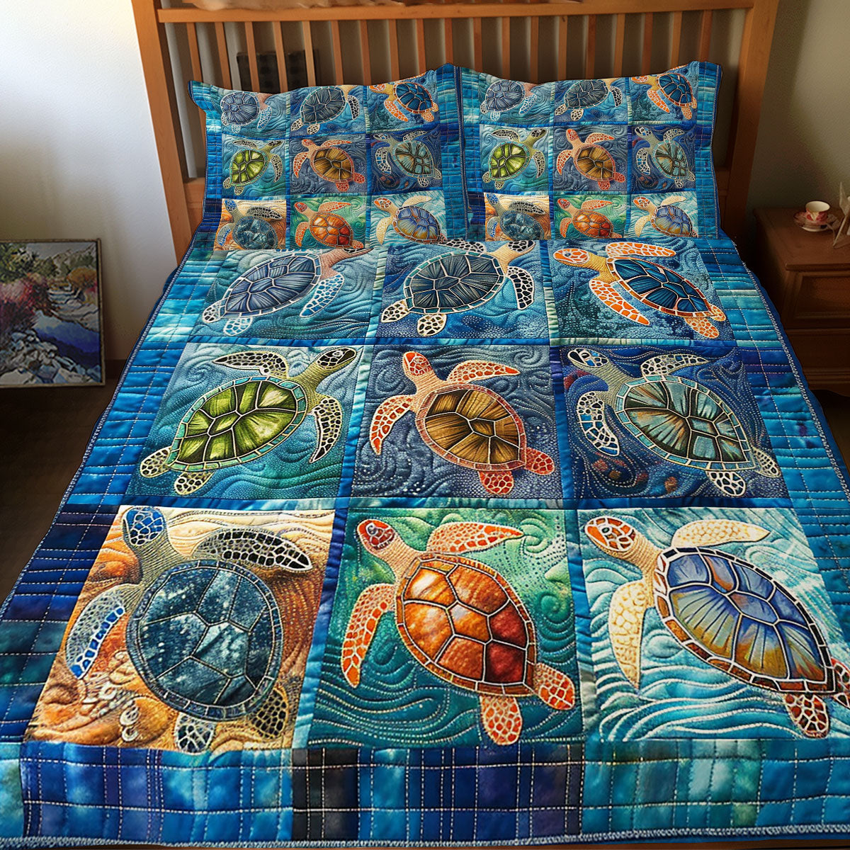 Gleeful Turtle Waters XR2308031CL Duvet Cover Set