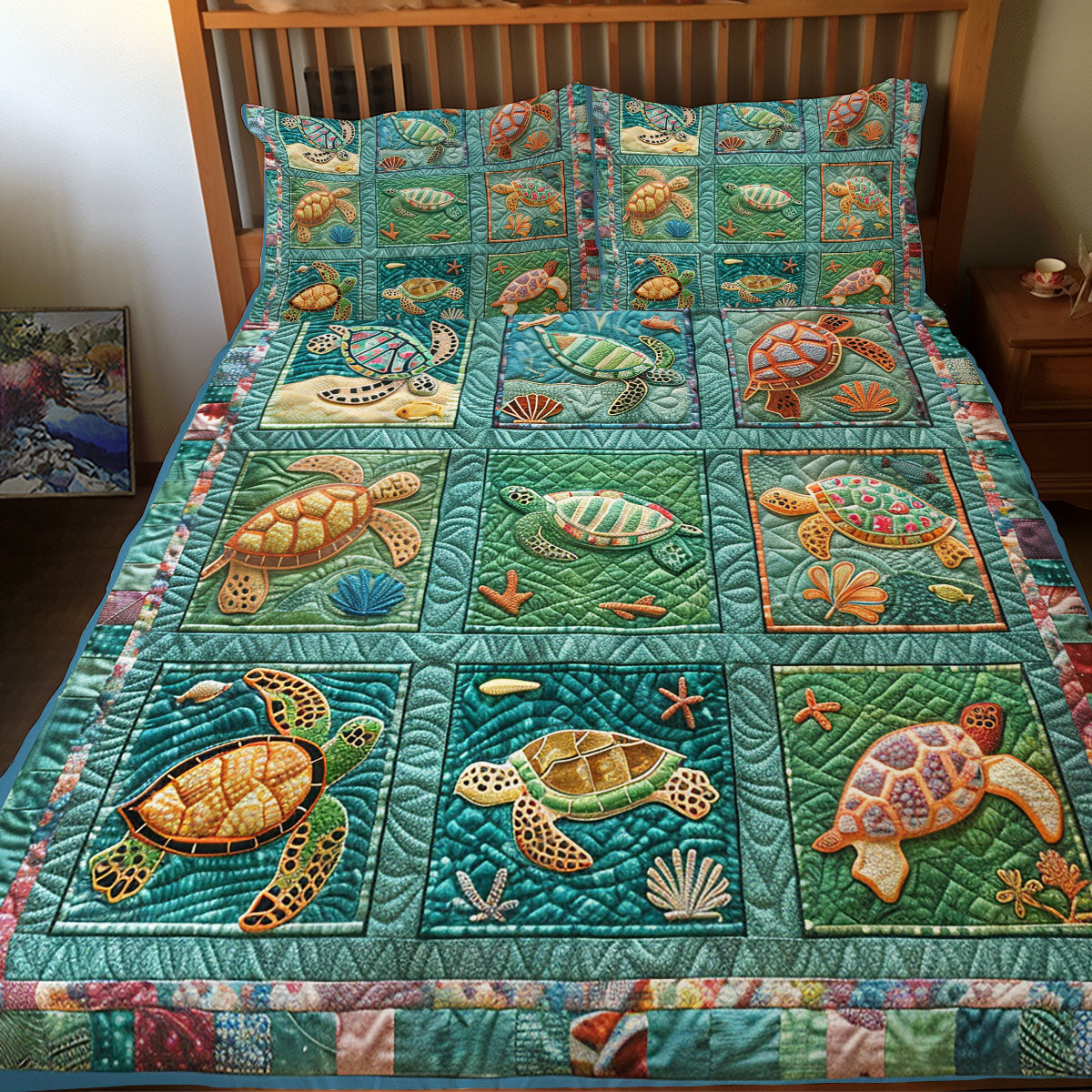 Happy Ocean Turtles XR2308035CL Duvet Cover Set