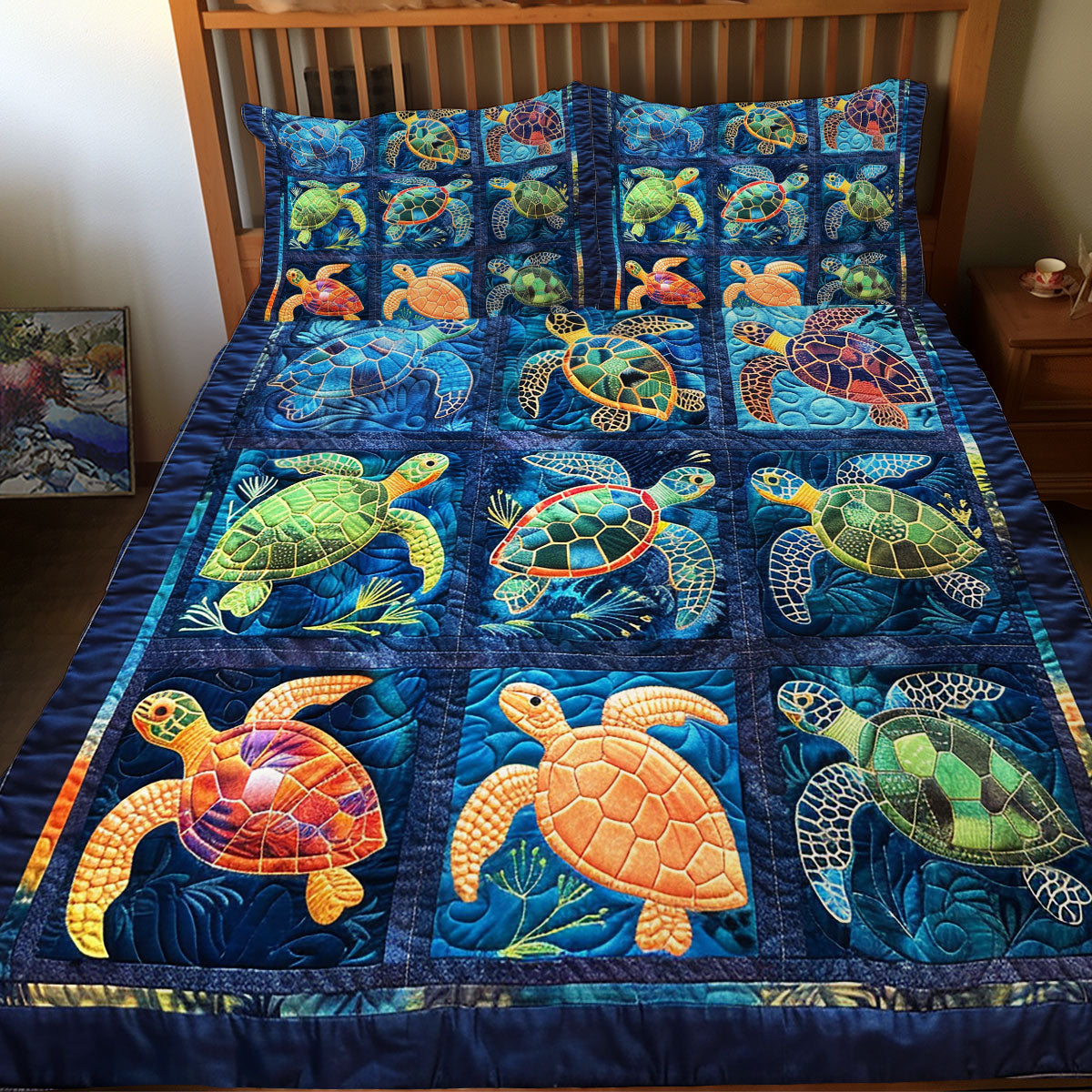 Joyful Sea Turtles XR2308037CL Duvet Cover Set