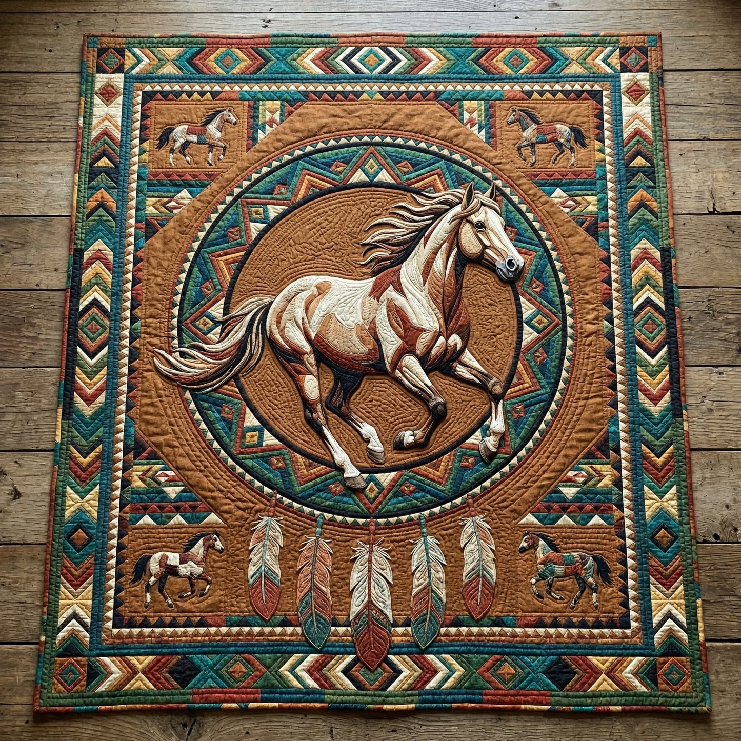 Tribal Horse XR0204006CL Quilt Blanket