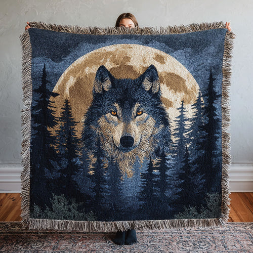 Moon Wolf CP2301001CL  Woven Throw Blanket