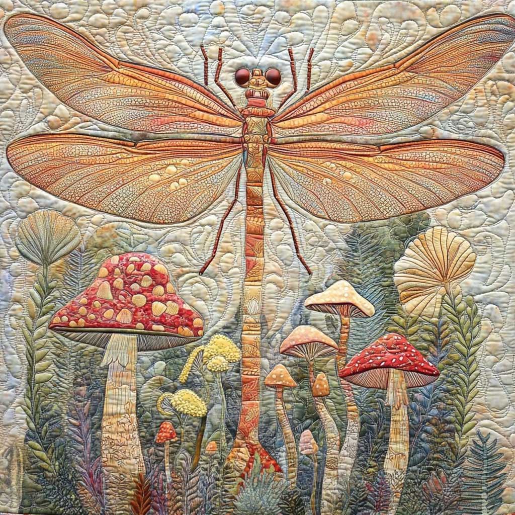 Mushrooms Dragonfly WM3107101CL Quilt Pillow Case