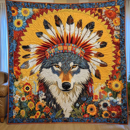 Native American Floral Wolf WP1911022CL Quilt