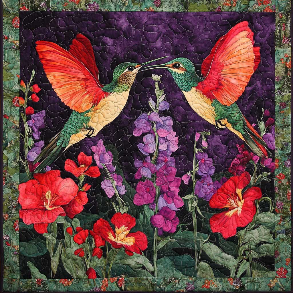 Night Hummingbirds Love WM0608023CL Quilt