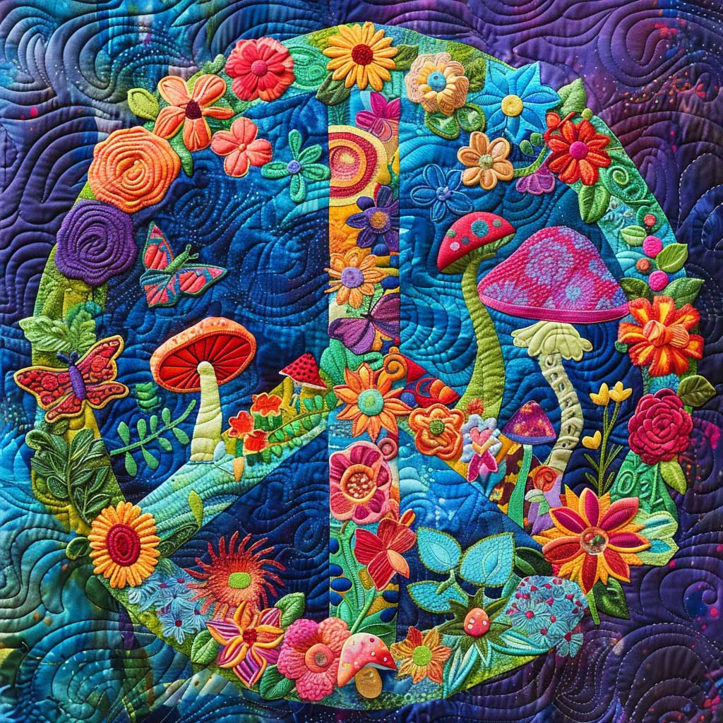 Ocean Hippie Peace Sign WM2308040CL Quilt