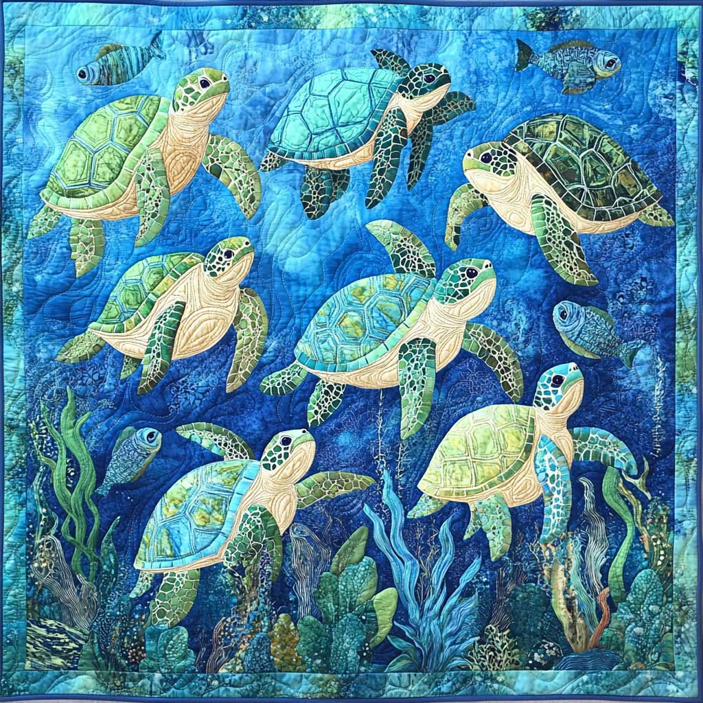 Ocean Turtles WM0208032CL Quilt