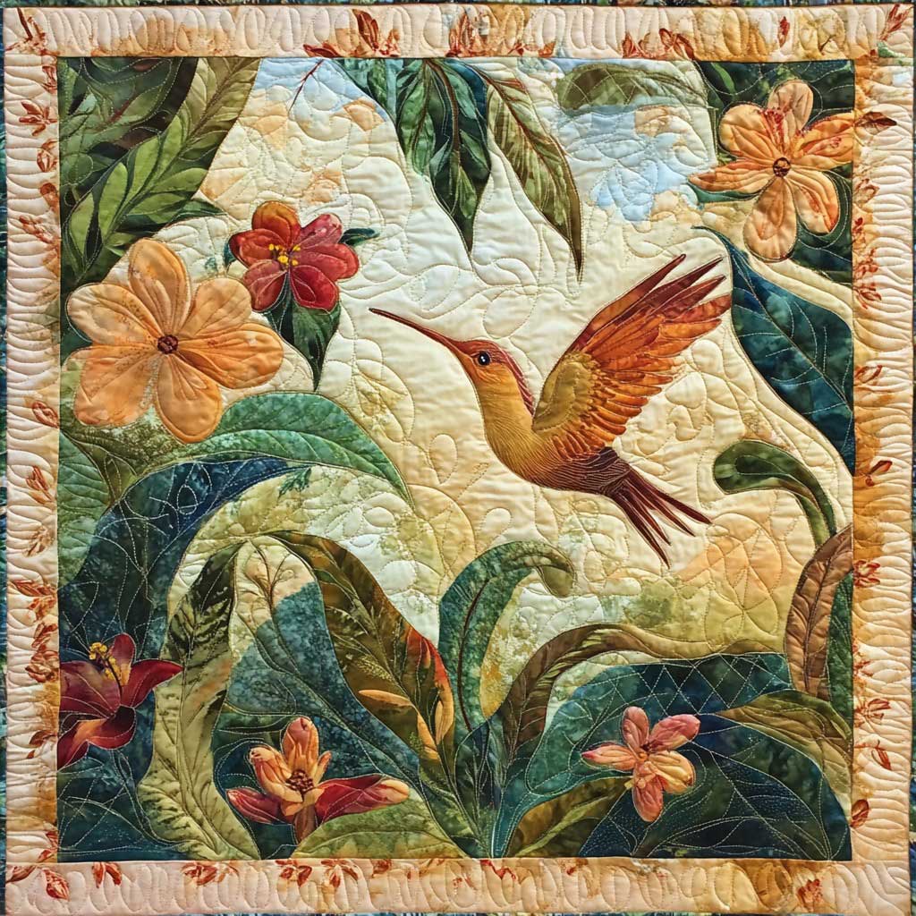 Orange Hummingbirds WM0208034CL Quilt