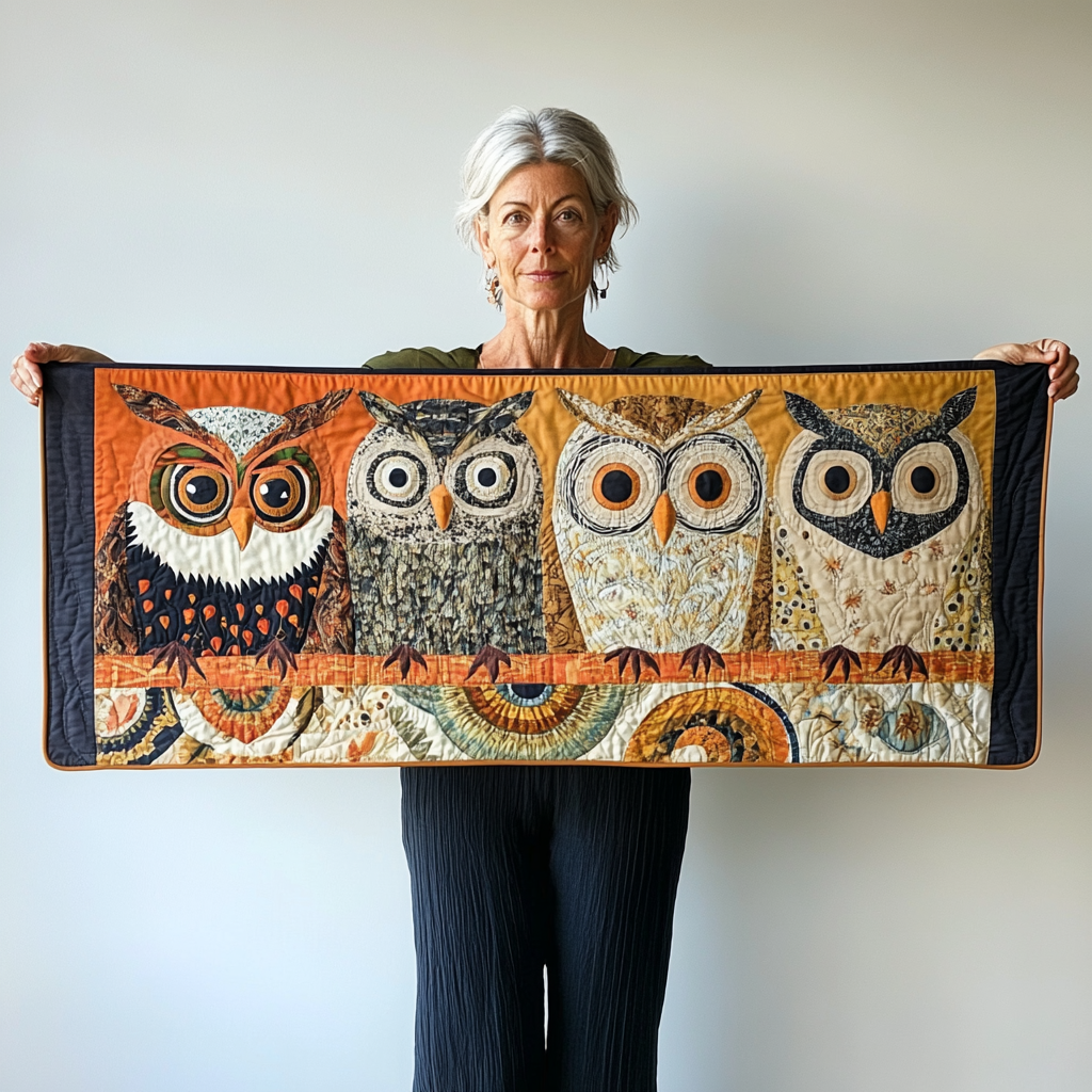 Owls WJ0708050CL Quilted Table Runner