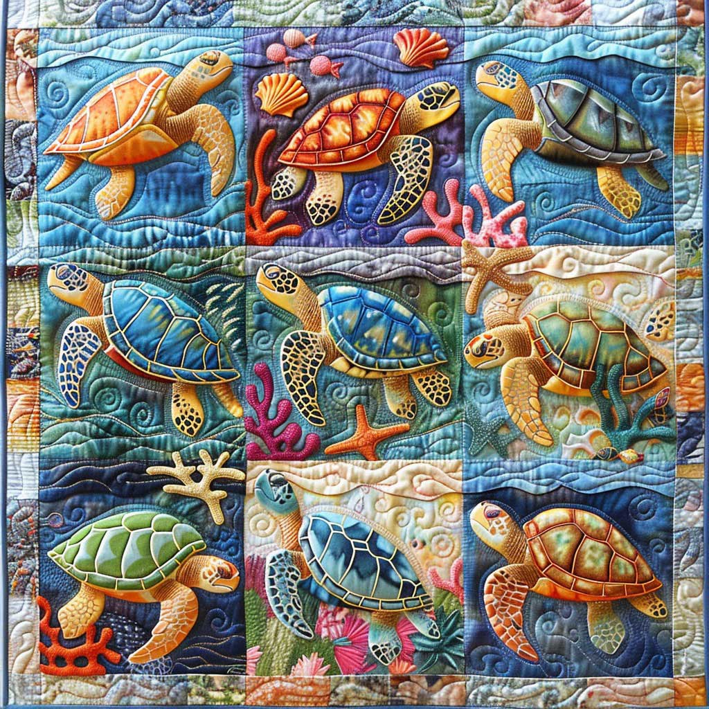 Pastel Turtles WM2408018CL Quilt