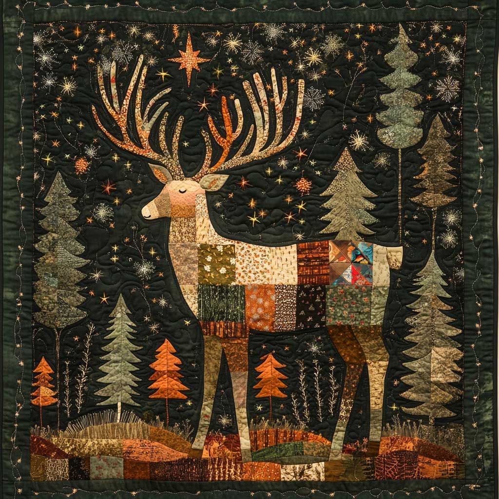 Patchwork Christmas Reindeer WP2511004CL Quilt