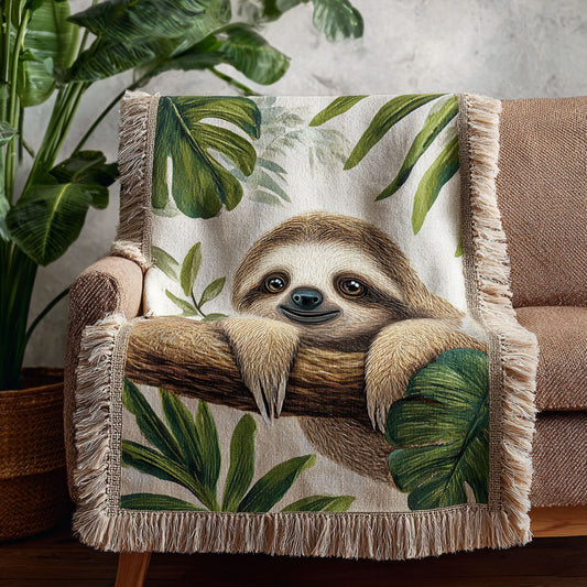 Peaceful Sloth CW2101007CL Woven Throw Blanket