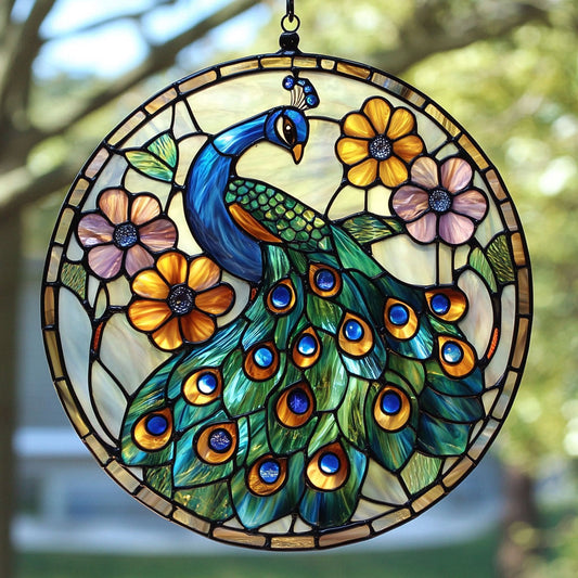 Peacock WJ2111043CL Stained Glass Suncatcher