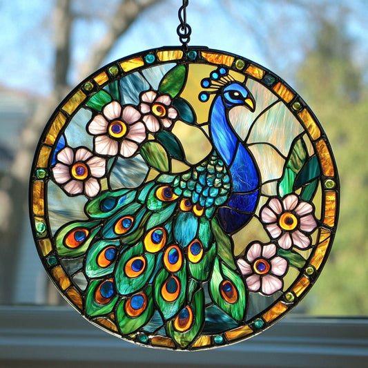 Peacock WJ2111044CL Stained Glass Suncatcher