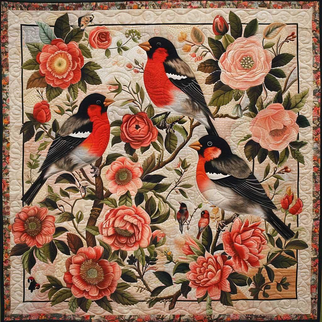 Peony And Bullfinches WM2308017CL Quilt