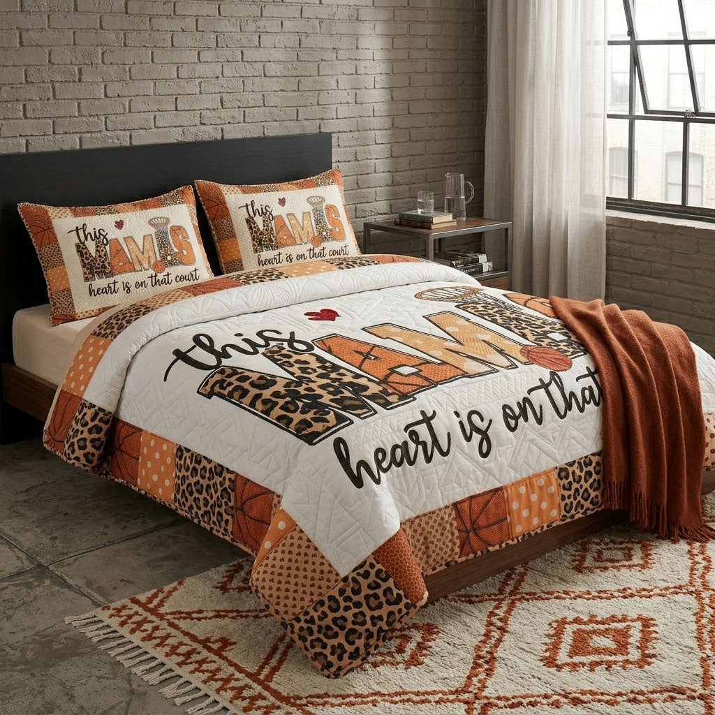 Basketball Mom Heart Patchwork WN0404006CL Duvet Cover Set