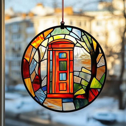 Phone Booth WJ1210044CL Stained Glass Suncatcher