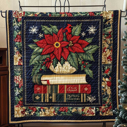 Poinsettia Christmas Books WP2211048CL Quilt