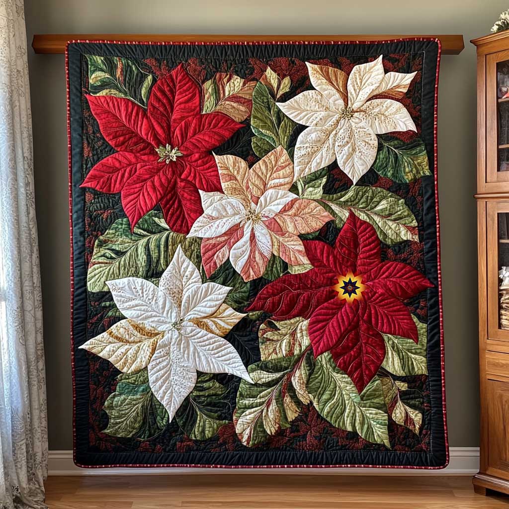Poinsettia Flower Christmas WP2211042CL Quilt
