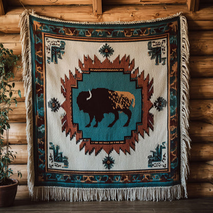 Prairie Bison CP2301011CL  Woven Throw Blanket