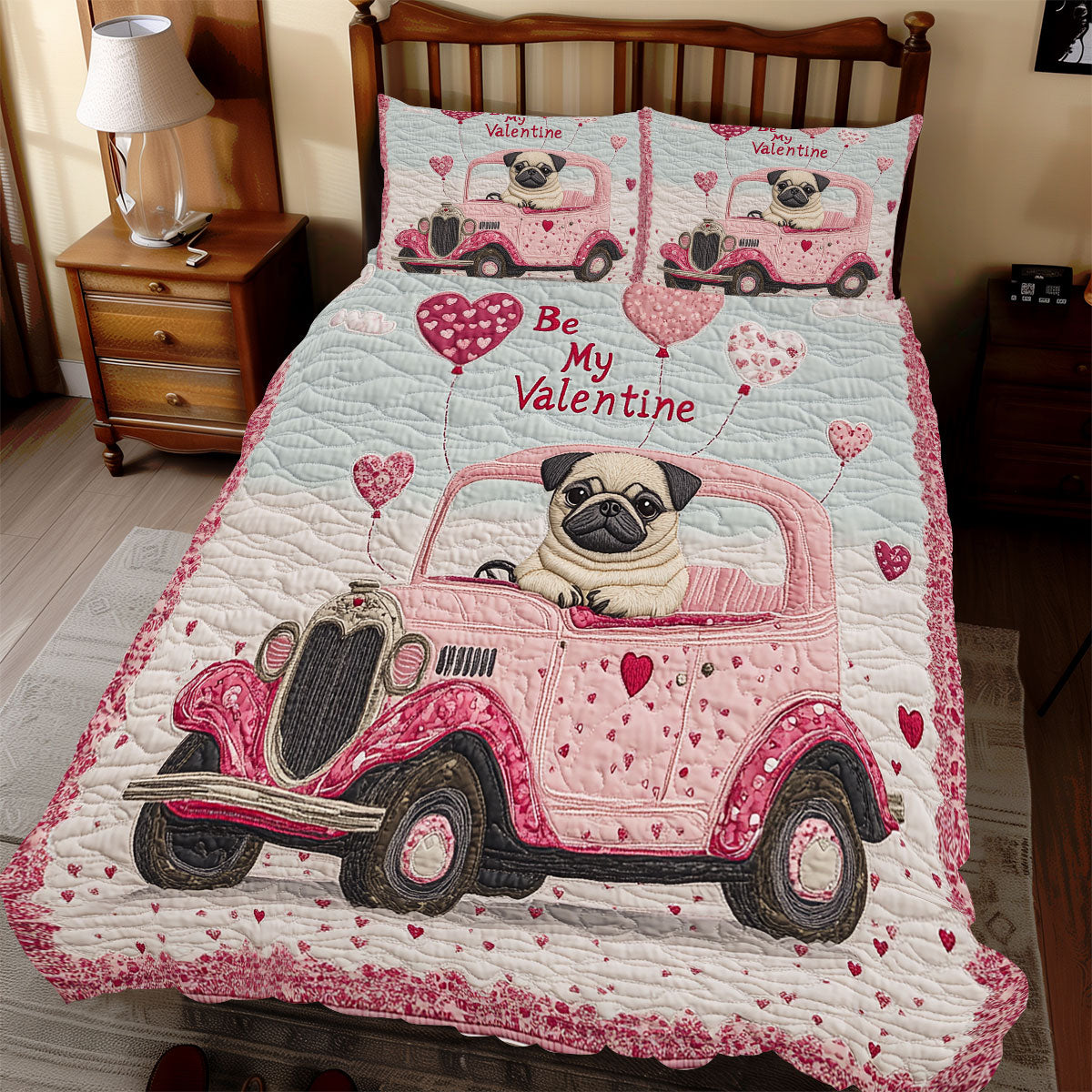 Pug Heart WX1812085CL Duvet Cover Set