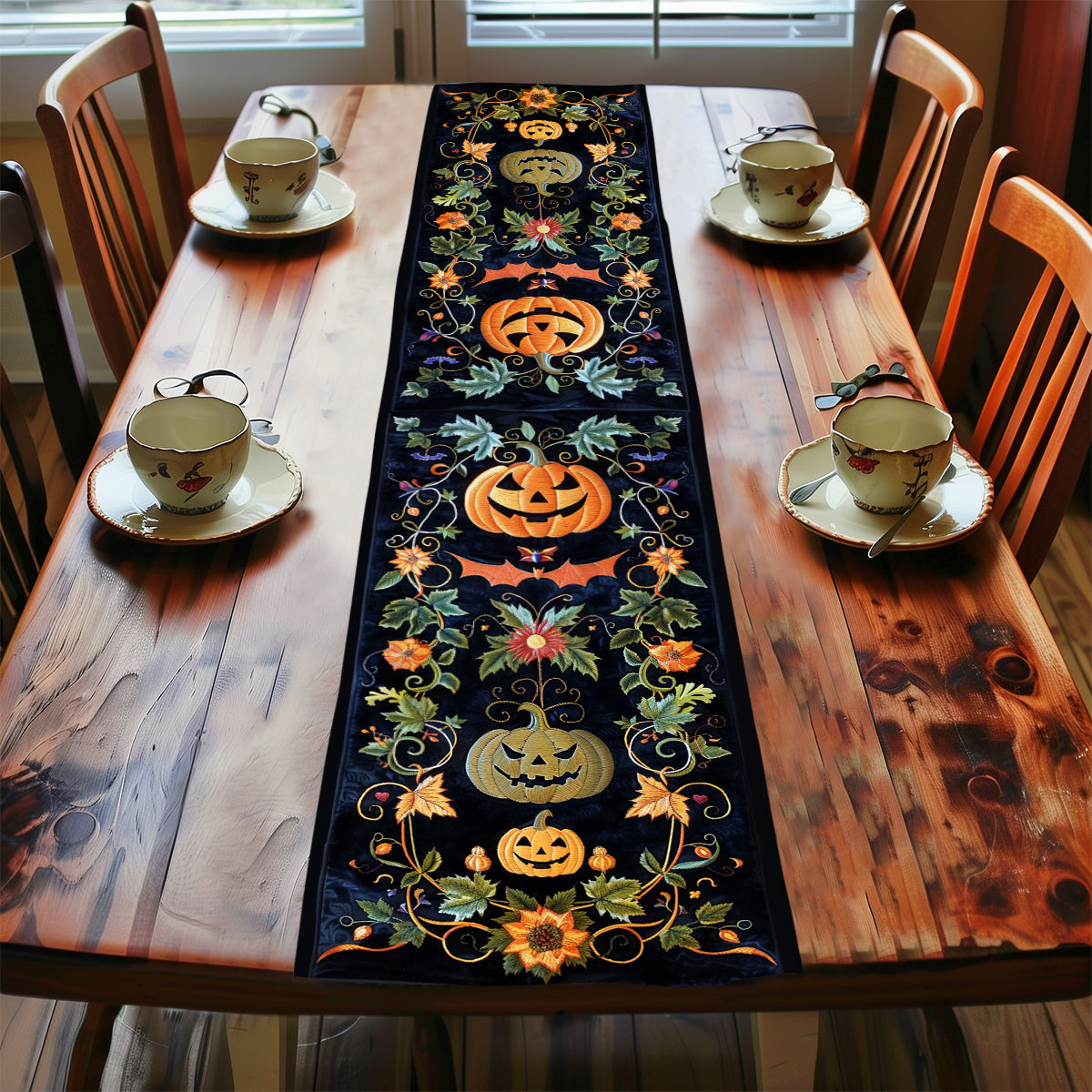 Pumpkin Halloween XR2808022CL Quilted Table Runner