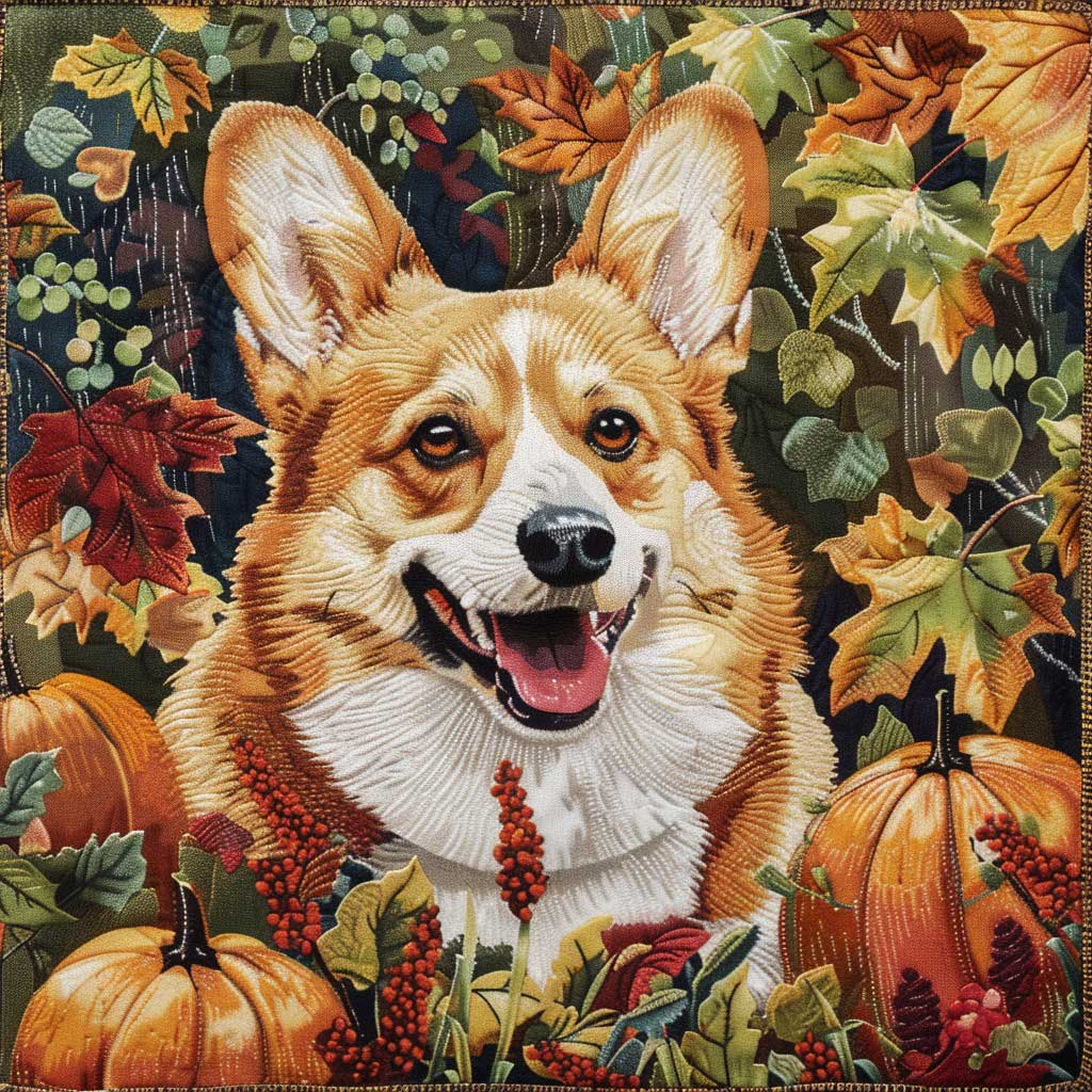 Pumpkins Smiling Corgi WM2908020CL Quilt