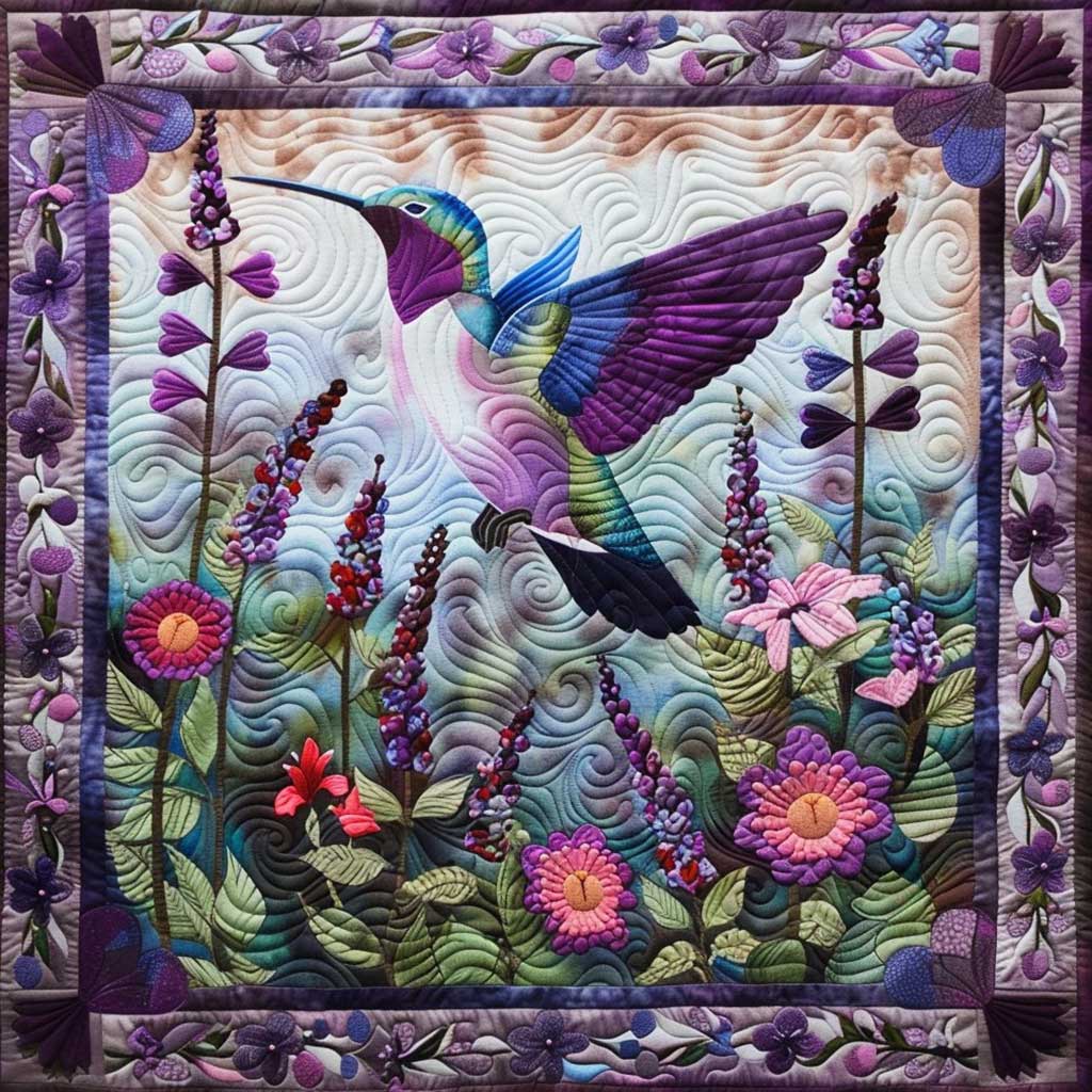 Purple Hummingbird WM0509003CL Quilt