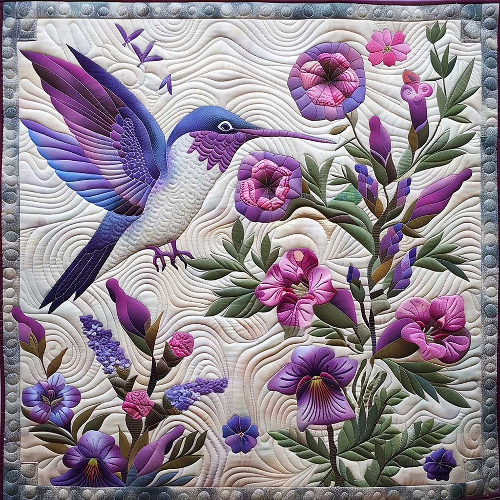 Purple Hummingbird WM0909013CL Quilt