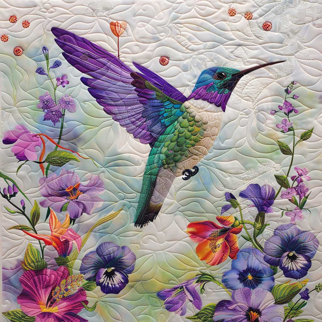 Purple Hummingbird WM2308091CL Quilt