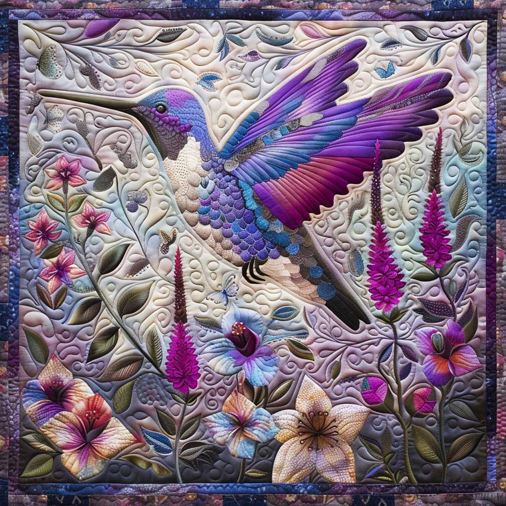 Purple Hummingbird WM2808041CL Quilt