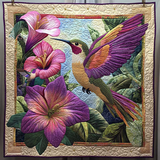 Purple Floral Hummingbird WP2511013CL Quilt