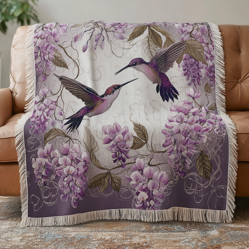 Purple Hummingbirds XR1601001CL Woven Throw Blanket
